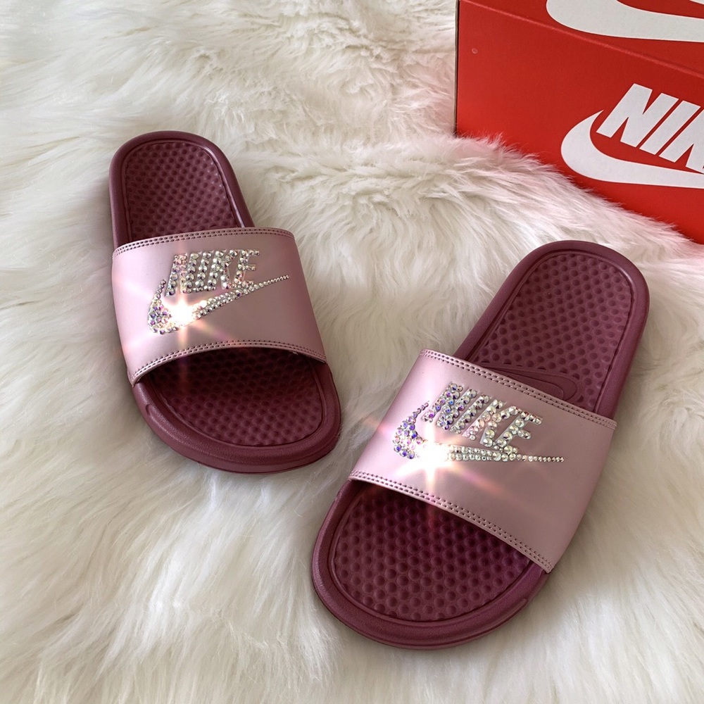 Swarovski Nike Benassi Slide Sandal Plum Metallic